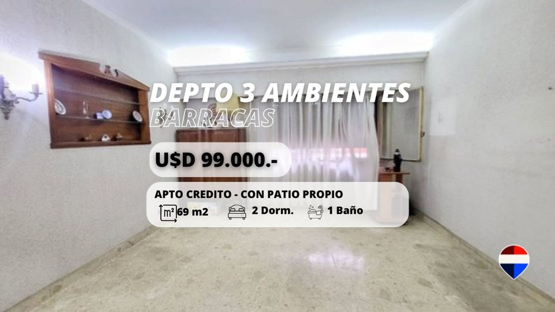 DEPARTAMENTO 3 AMBIENTES VENTA BARRACAS CON PATIO