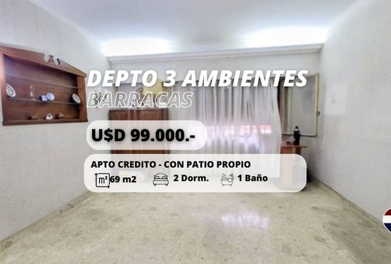 DEPARTAMENTO 3 AMBIENTES VENTA BARRACAS CON PATIO