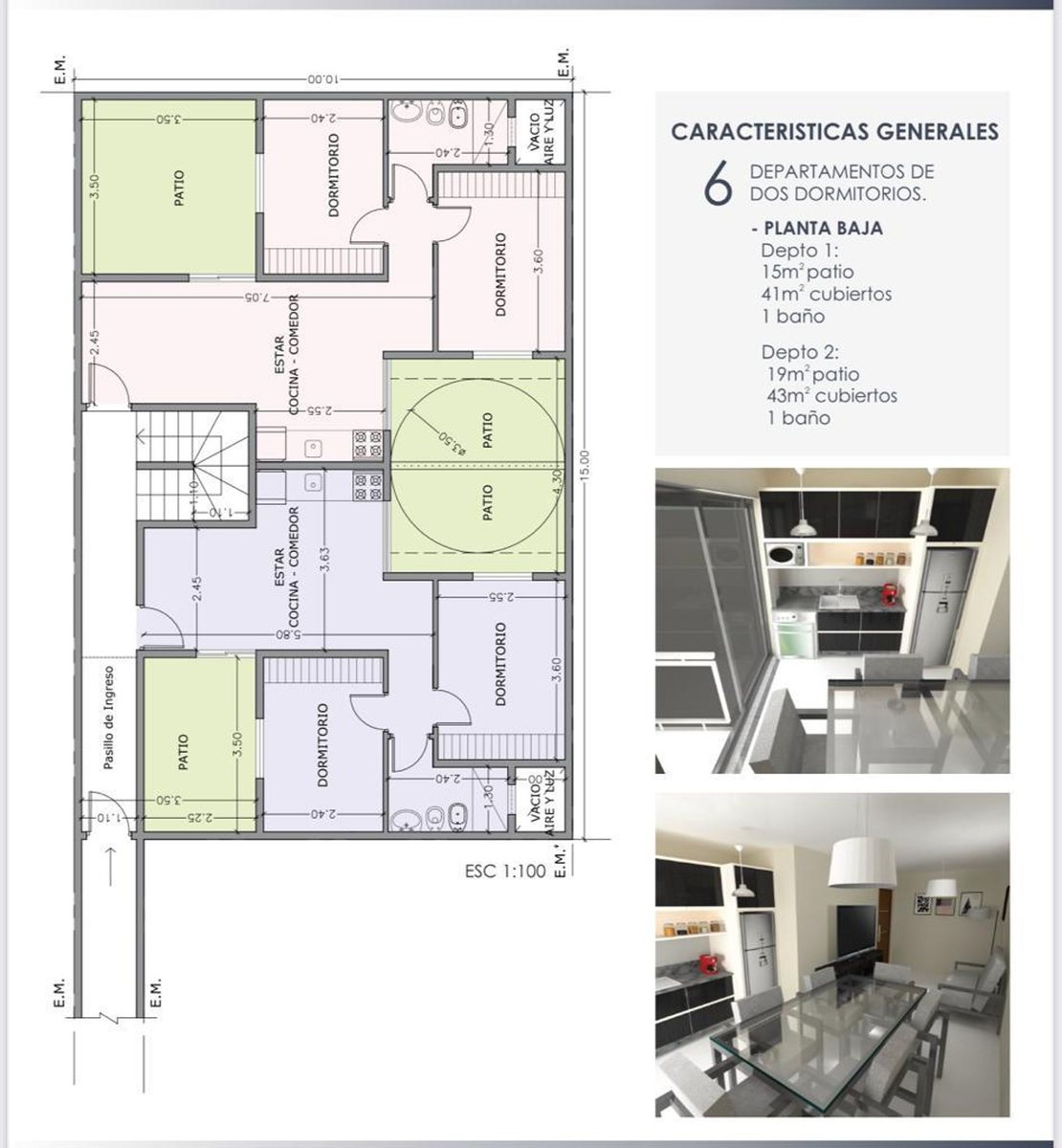 DEPARTAMENTO 2 DORMITORIOS, Barrio Sur.