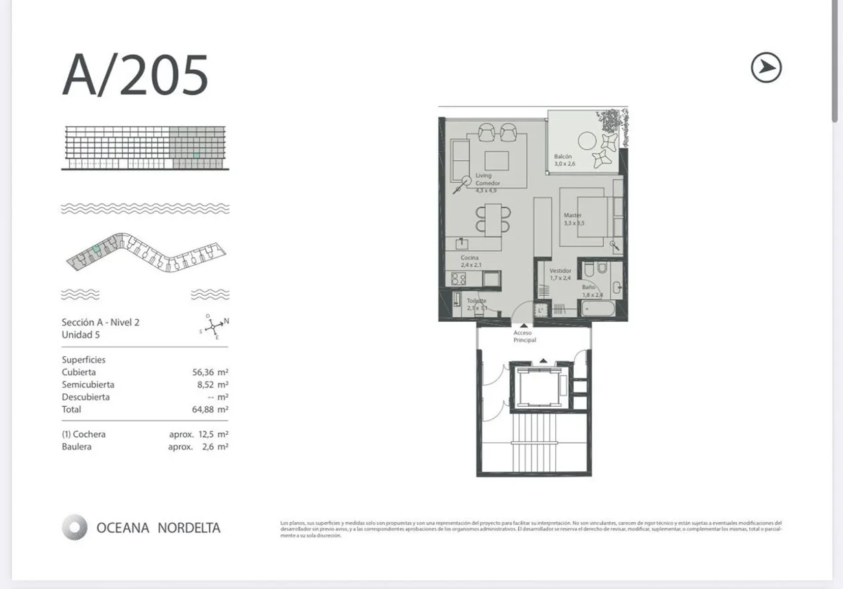 Venta oceana departamento monoambiente c/cochera, foto 3