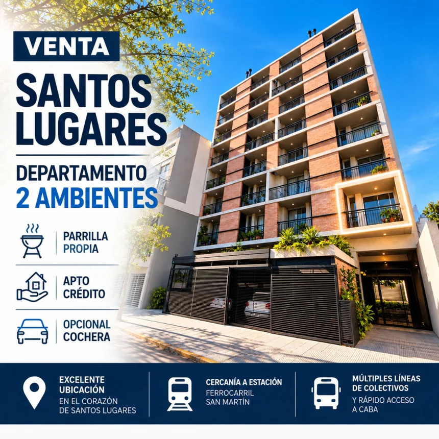 Departamento de 2 ambientes en venta en Santos Lugares, Manuel Dorrego 3600