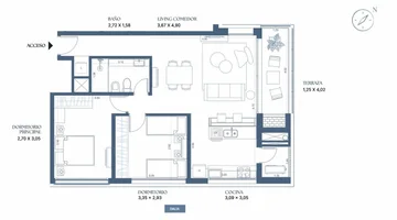 Apto 2 dorm con terraza, en pozo, Lago Calcagno