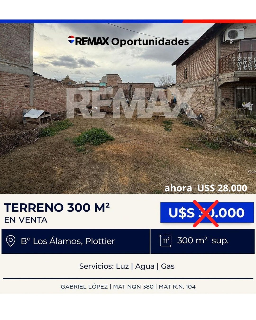 VENTA TERRENO BARRIO LOS ALAMOS, PLOTTIER