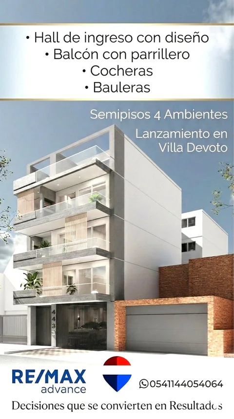 Semipiso de 4 ambientes en venta en Villa Devoto, José Luis Cantilo 4400