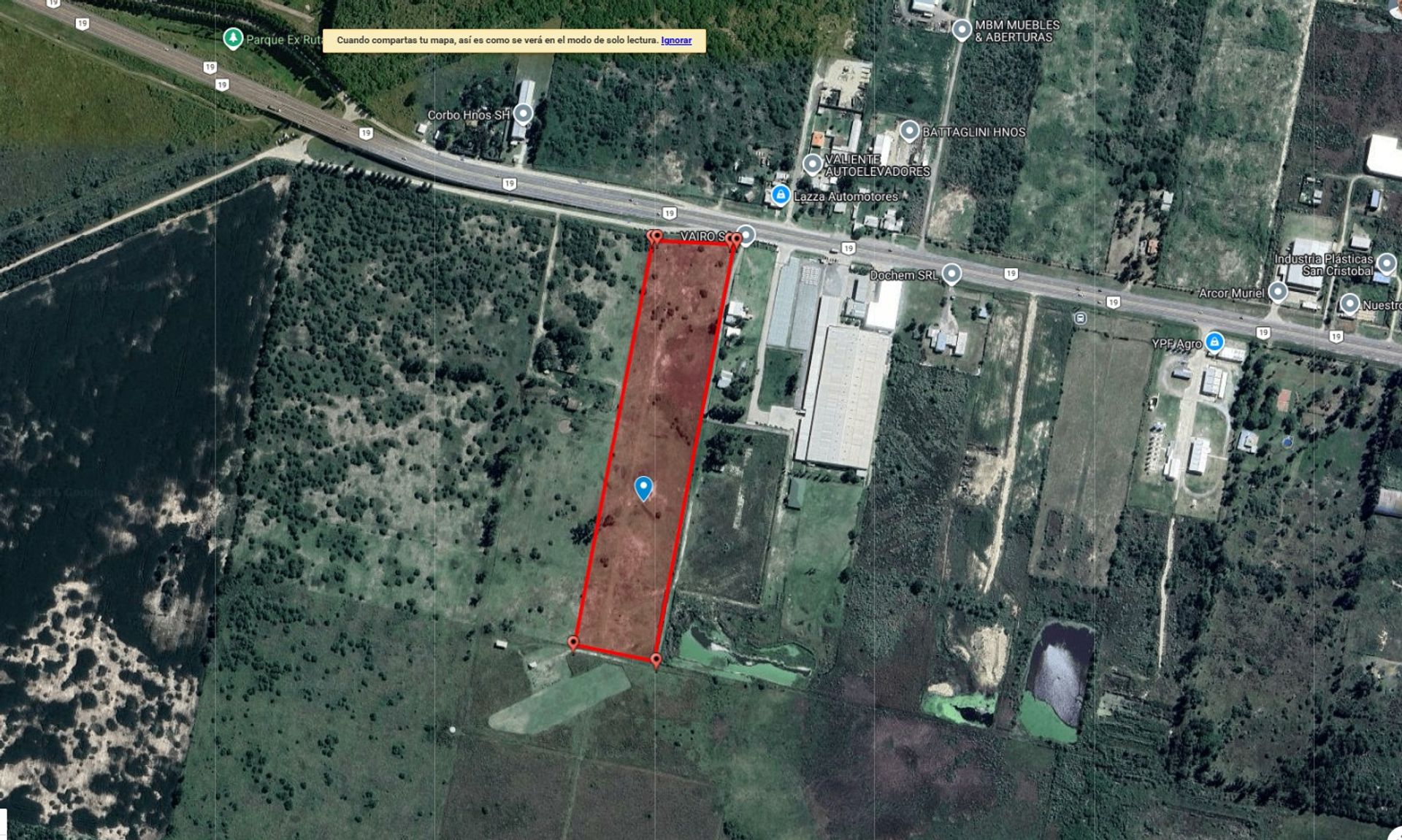 Venta de 5 hectareas sobre ruta 19 area industrial