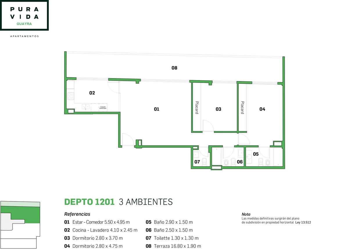 Departamento de 3 ambientes en venta en Núñez, Guayra 2300