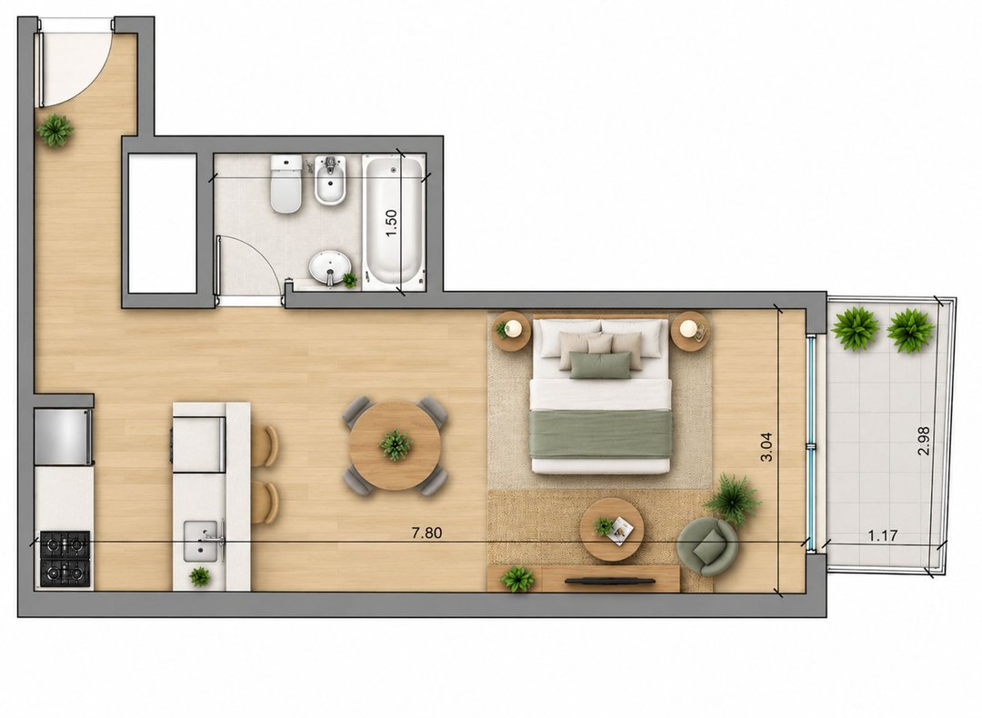 VENTA EN POZO  MONOAMB BALCON AMENITIES CABALLITO