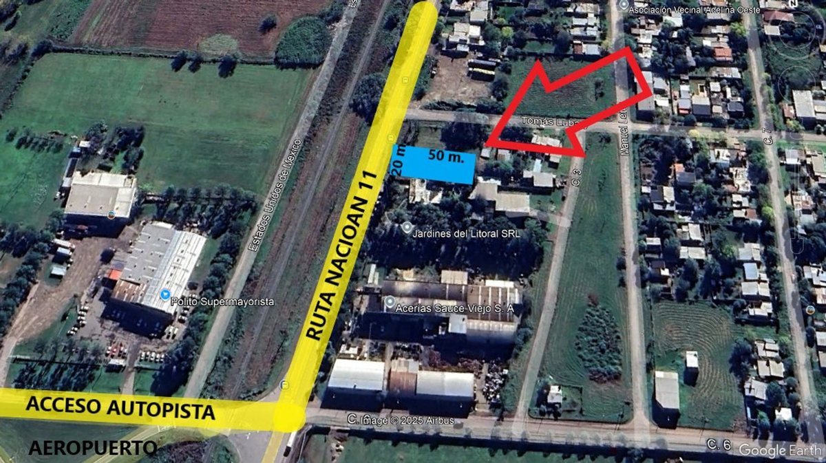 Se vende lote sobre ruta 11 a metros de acceso aut