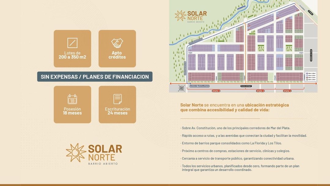 VENTA LOTE  BARRIO ABIERTO SOLAR NORTE