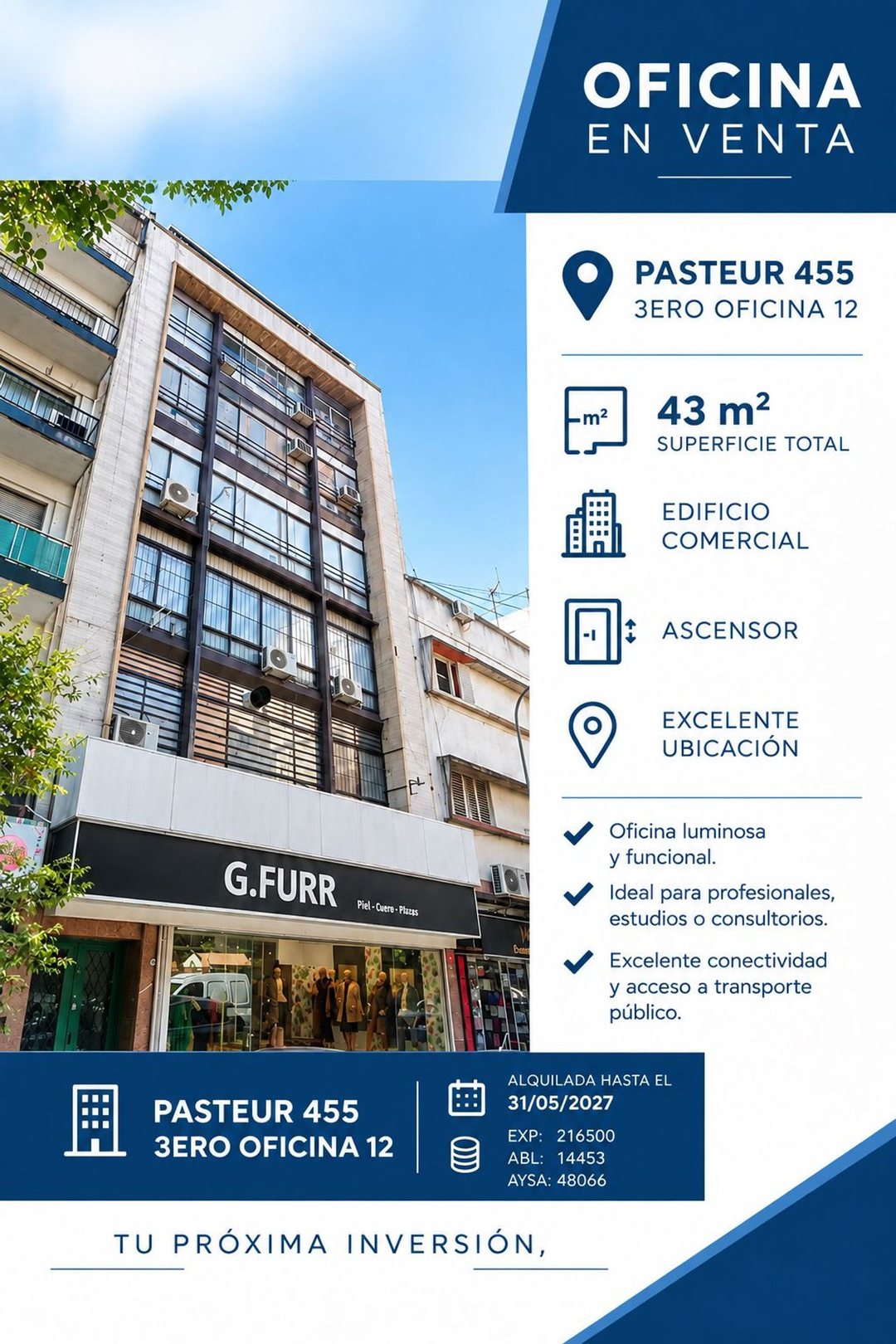 VENTA OFICINA 43m2 EN BALVANERA