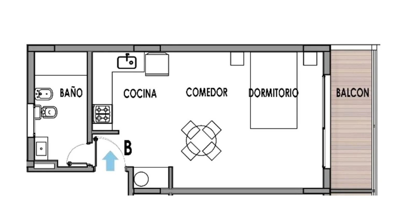 Departamento monoambiente en venta la plata pozo, foto 3