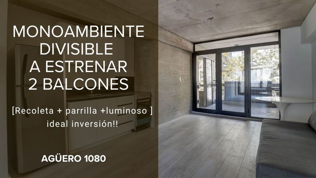 MONOAMBIENTE A ESTRENAR CON DOS BALCONES RECOLETA