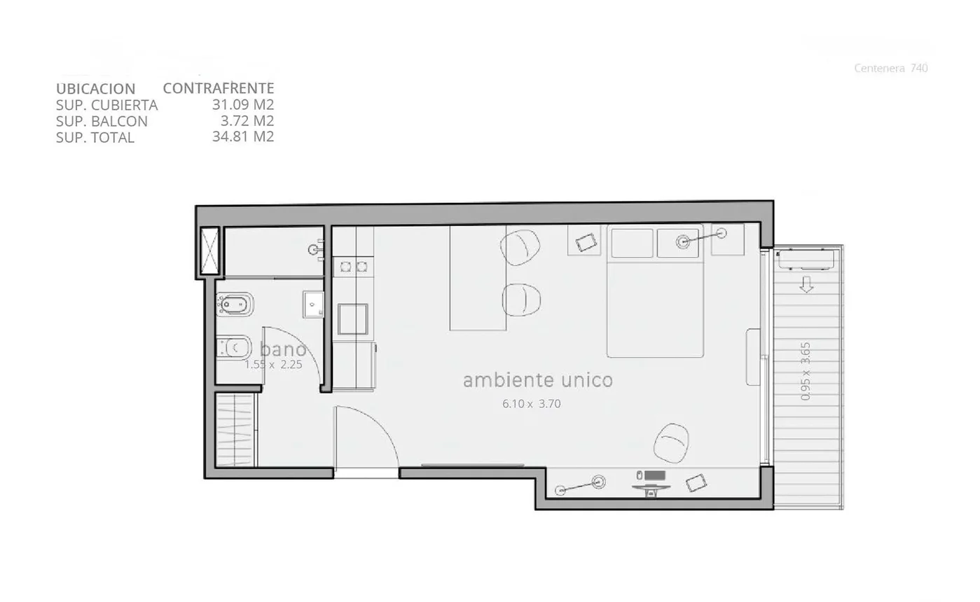 Monoambiente en venta en Caballito, foto 2